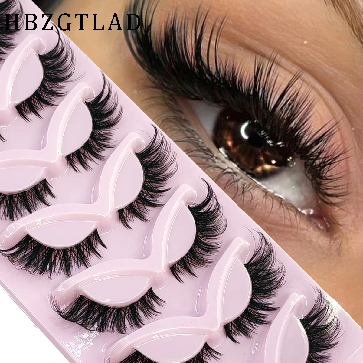 رموش HBZGTLAD 7 أزواج بتصميم ع - مراجعة Eyelash Extension Cat Eye Wispy وسعره